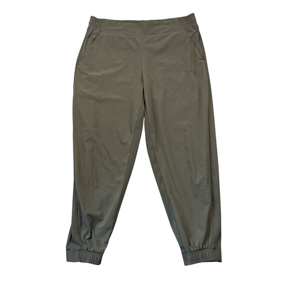 Athleta Brooklyn Joggers Mid Rise Athletic Pants 14 Petite Olive Gray - Picture 1 of 7